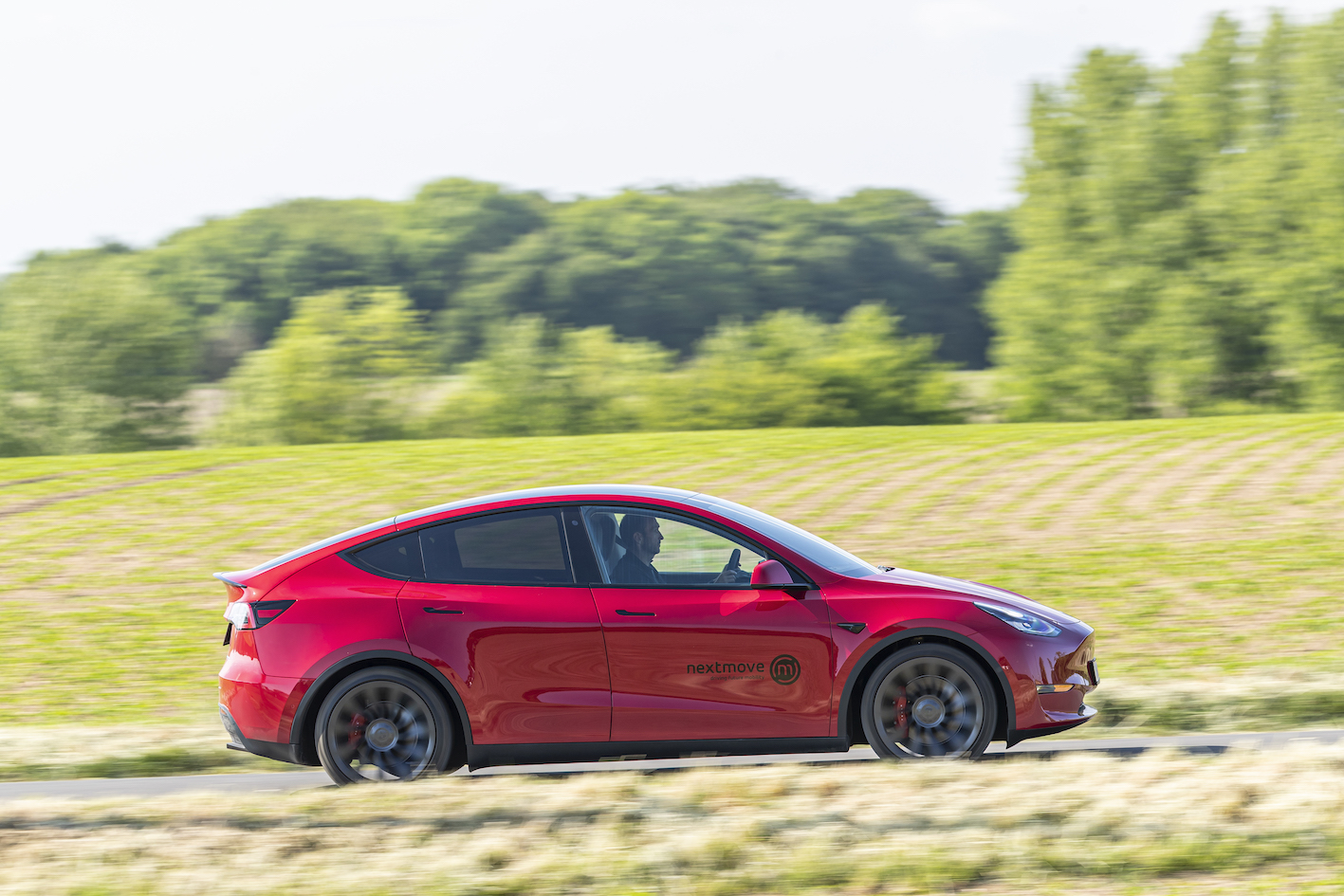Red tesla model clearance y performance